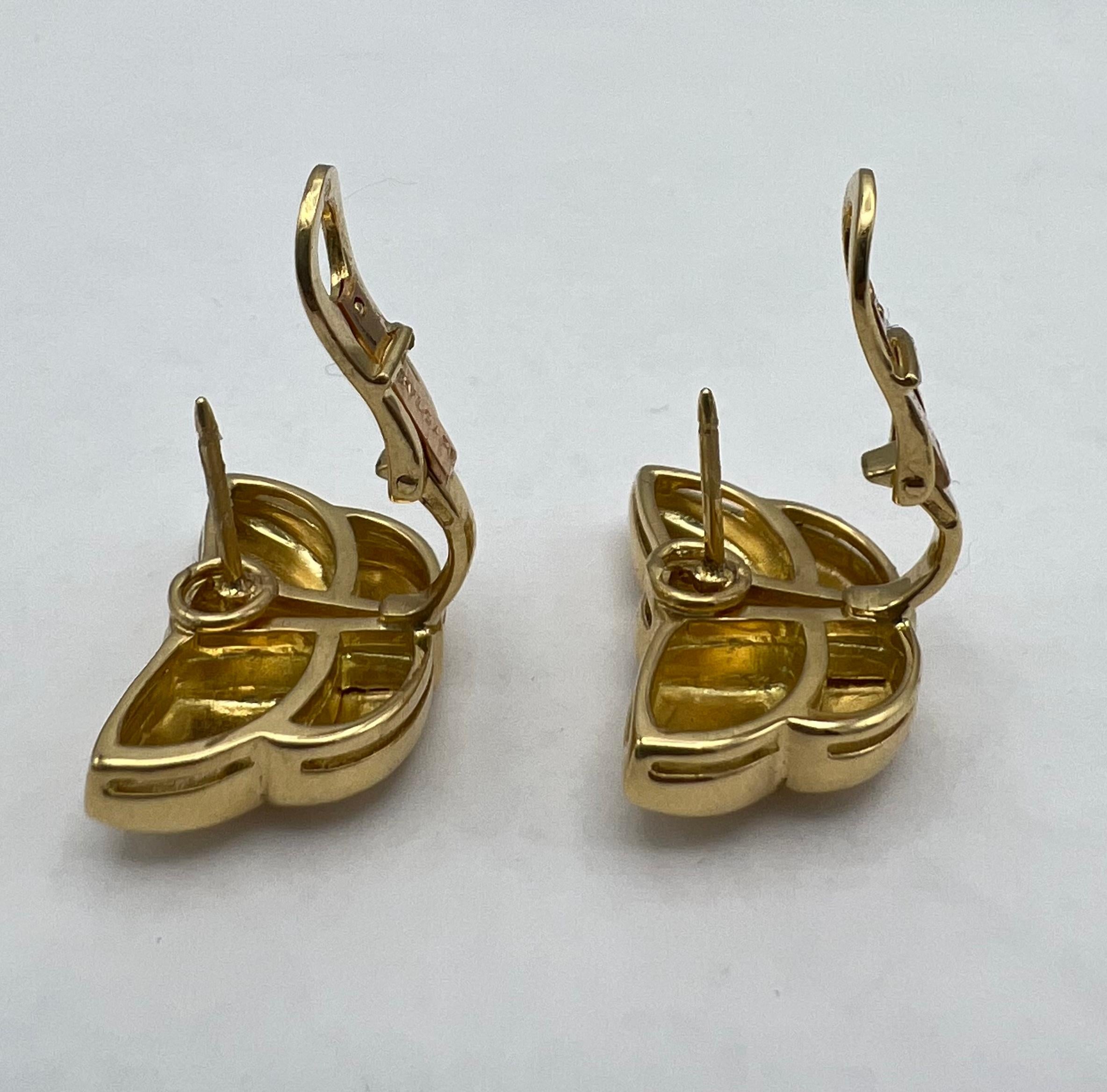 Vintage Bulgari Butterfly Earrings Two-Tone Gold In Excellent Condition In Beverly Hills, CA