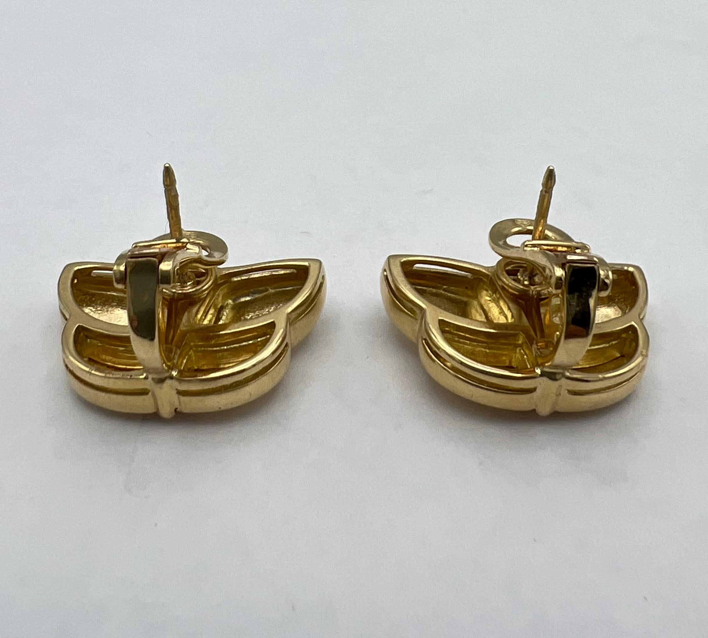 Women's Vintage Bulgari Butterfly Earrings Two-Tone Gold