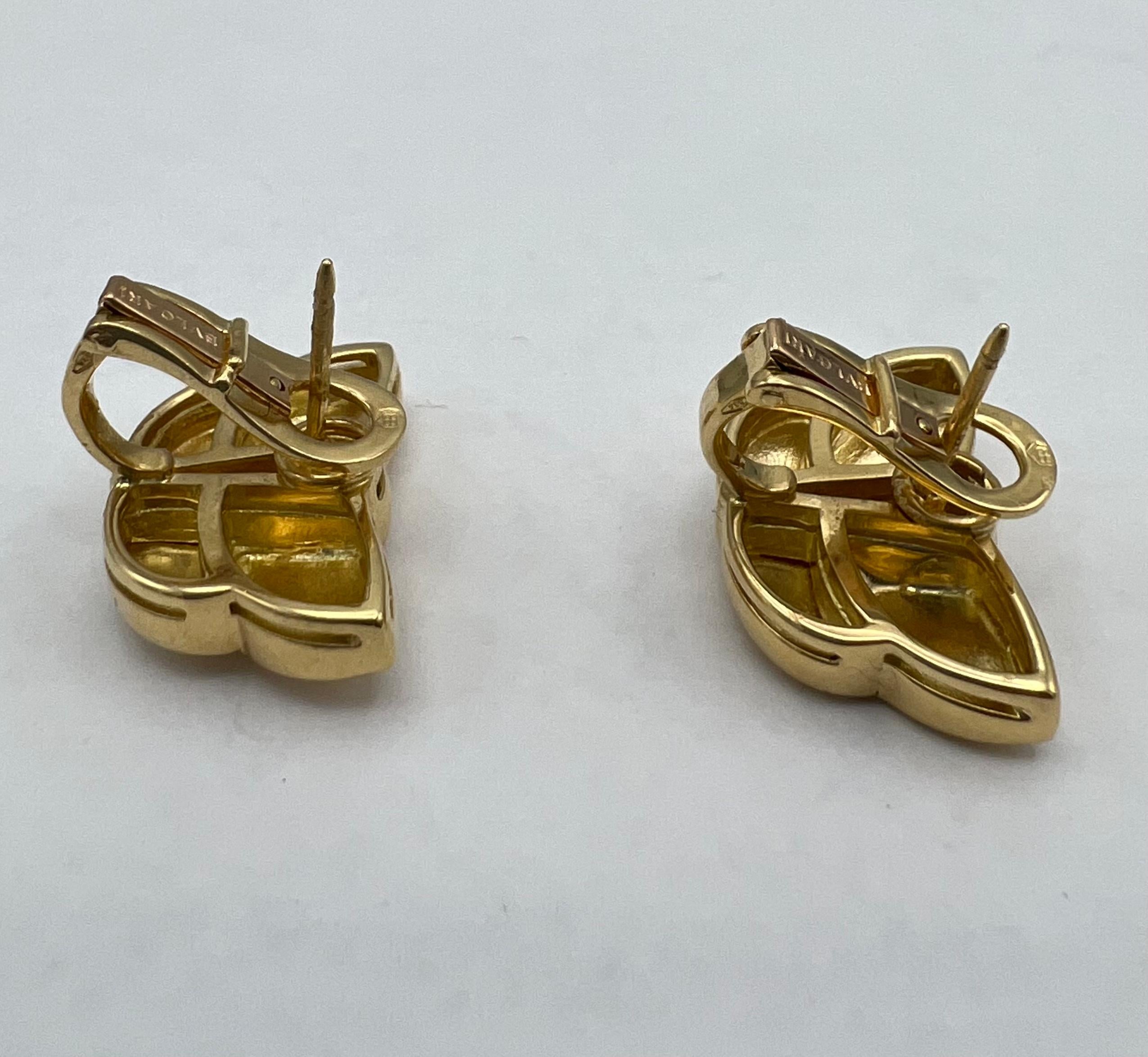 Vintage Bulgari Butterfly Earrings Two-Tone Gold 1