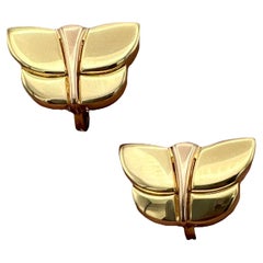 Vintage Bulgari Butterfly Earrings Two-Tone Gold