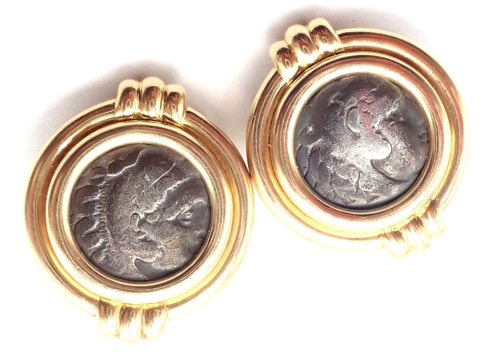 Bulgari Bvlgari Alexander Die Große Münze Moneta Gelbgold-Ohrringe, Vintage 6