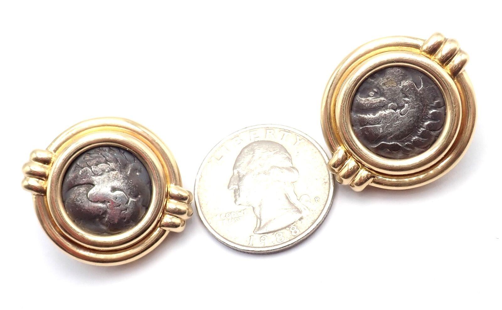 Bulgari Bvlgari Alexander Die Große Münze Moneta Gelbgold-Ohrringe, Vintage 7