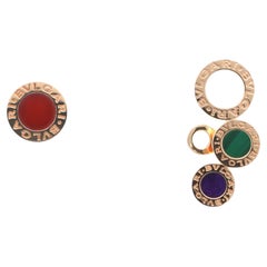 Vintage Bulgari BVLGARI BVLGARI Multi Gemstone Asymmetrical Earrings in Rose Gol