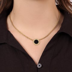 Vintage Bulgari BVLGARI BVLGARI Onyx Disc Necklace in Yellow Gold