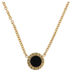 Vintage Bulgari BVLGARI BVLGARI Onyx Disc Necklace in Yellow Gold