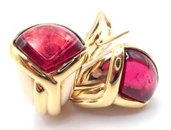 Vintage Bulgari Bvlgari Pink Tourmaline Yellow & White Gold Earrings
