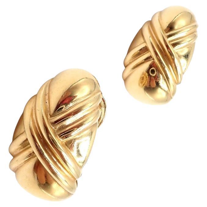 Vintage By Bvlgari Roma Orecchini a cerchio in oro giallo con goccia a lacrima