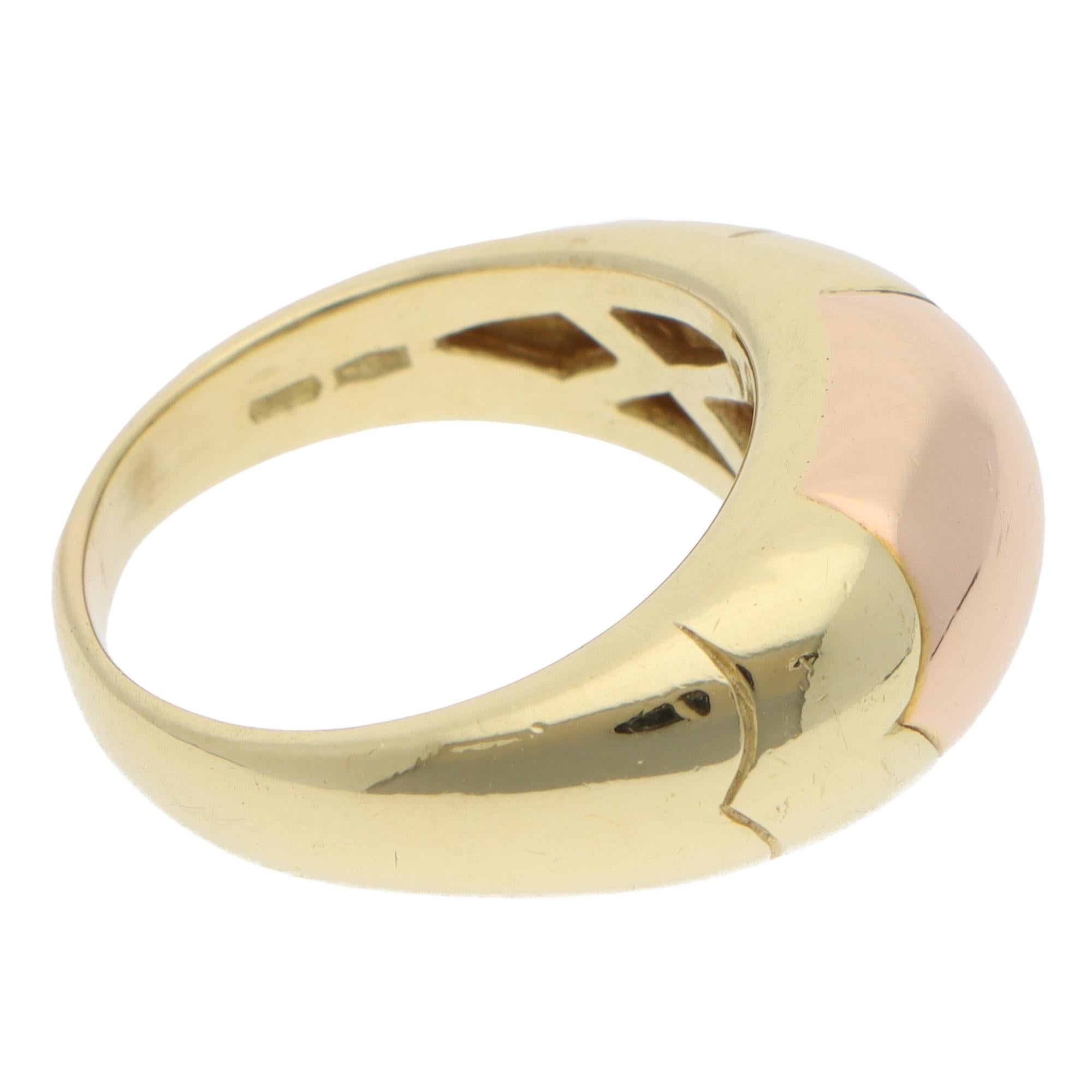 Women's or Men's Vintage Bulgari Celtaura Ring in Yellow and Rose Gold