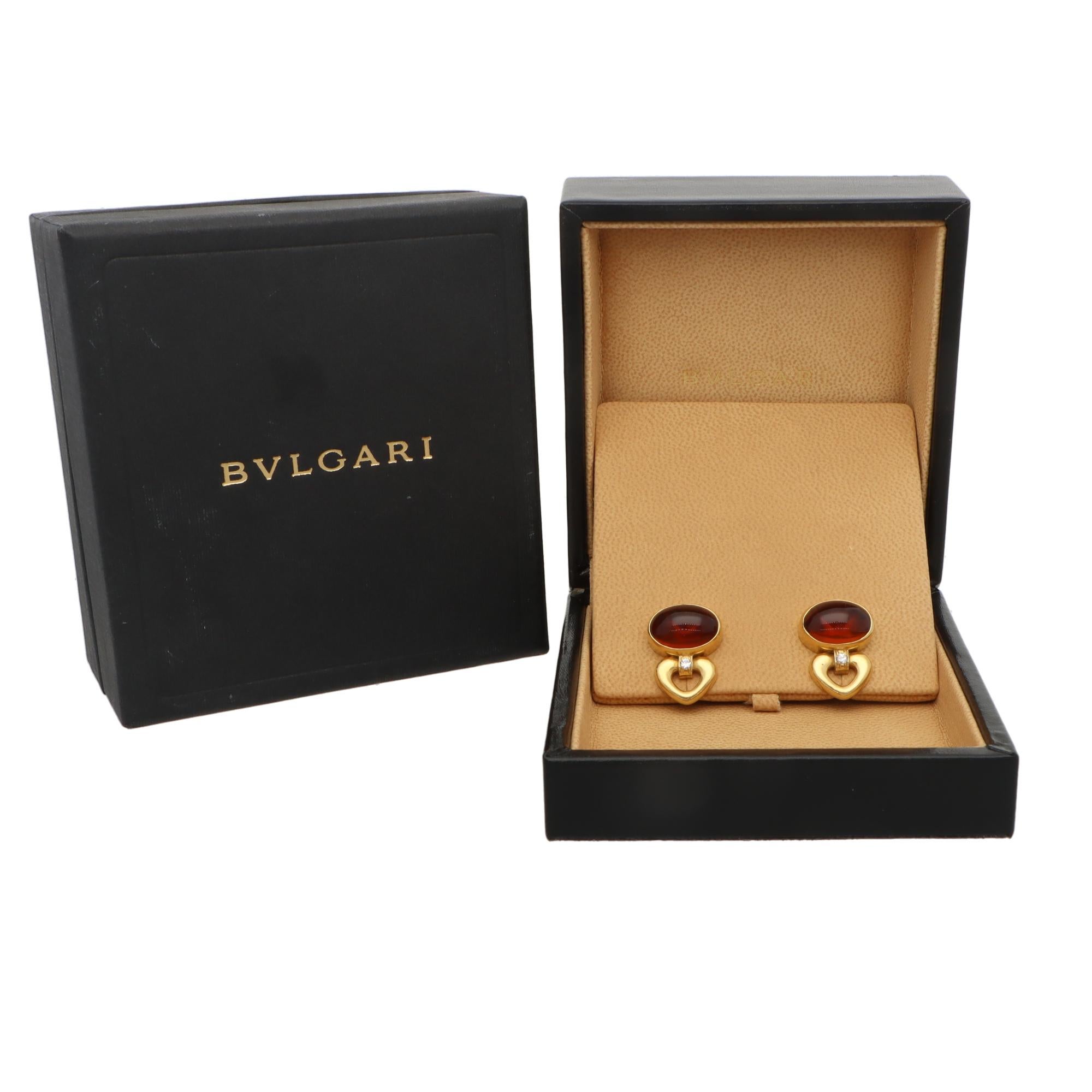 Vintage Bulgari Citrine and Diamond Clip Earrings in Yellow Gold In Excellent Condition In London, GB