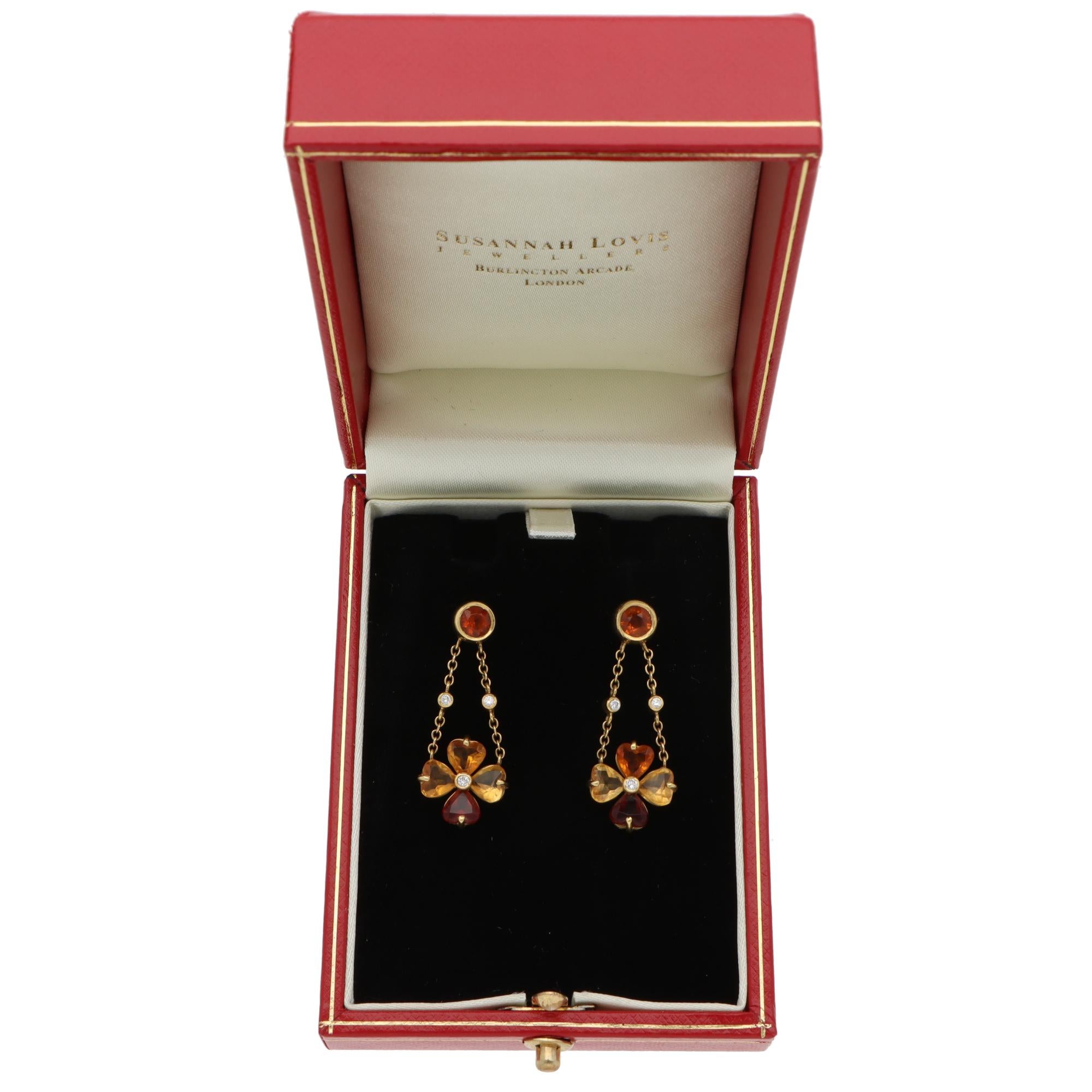 Pendientes Vintage Bulgari de Oro Amarillo con Citrino y Diamantes en Bueno estado para la venta en London, GB