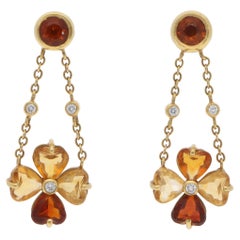 Vintage Bulgari Citrin und Diamant Tropfen Ohrringe in Gelbgold