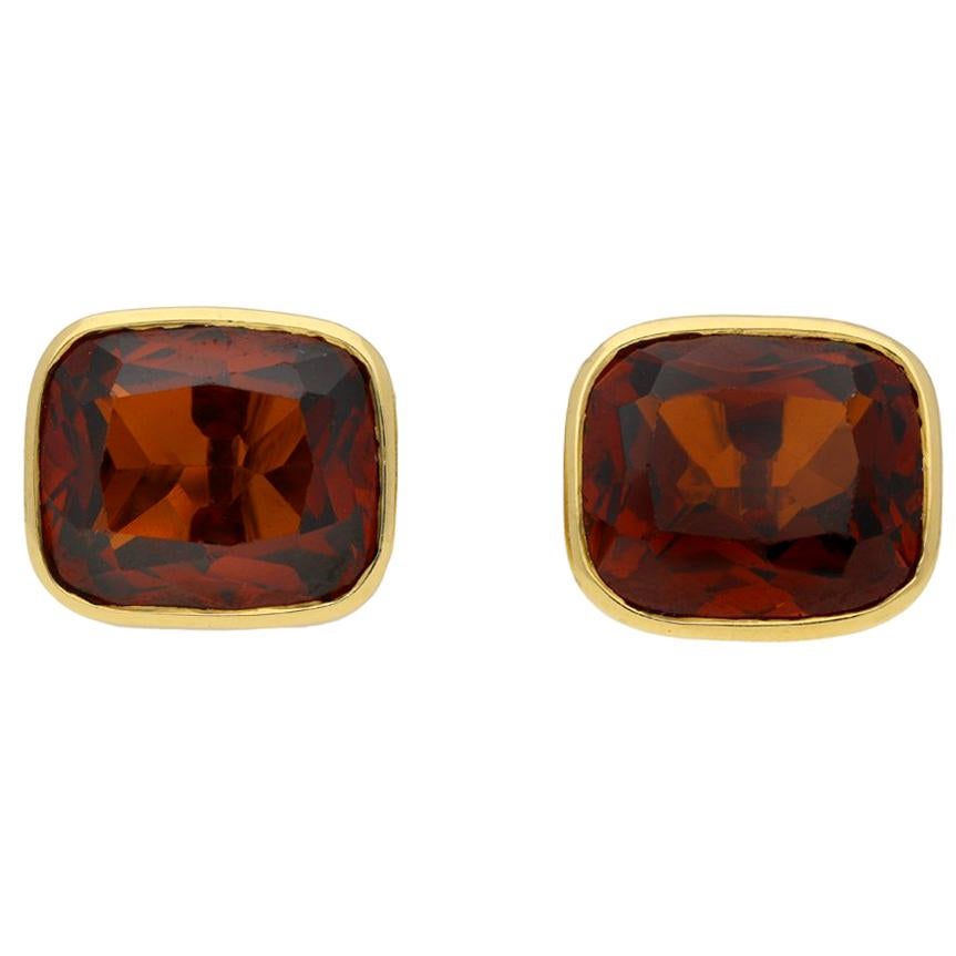Gemelos vintage Bulgari de citrino, italianos, hacia 1970 en venta