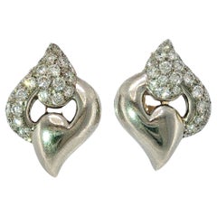 Vintage Bulgari Diamond Earrings 18K Yellow Gold Backs~1.4 ctw Circa 1980