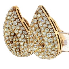 Vintage Bulgari Diamond Earrings Teardrop Pavé Puzzle 18K Yellow Gold