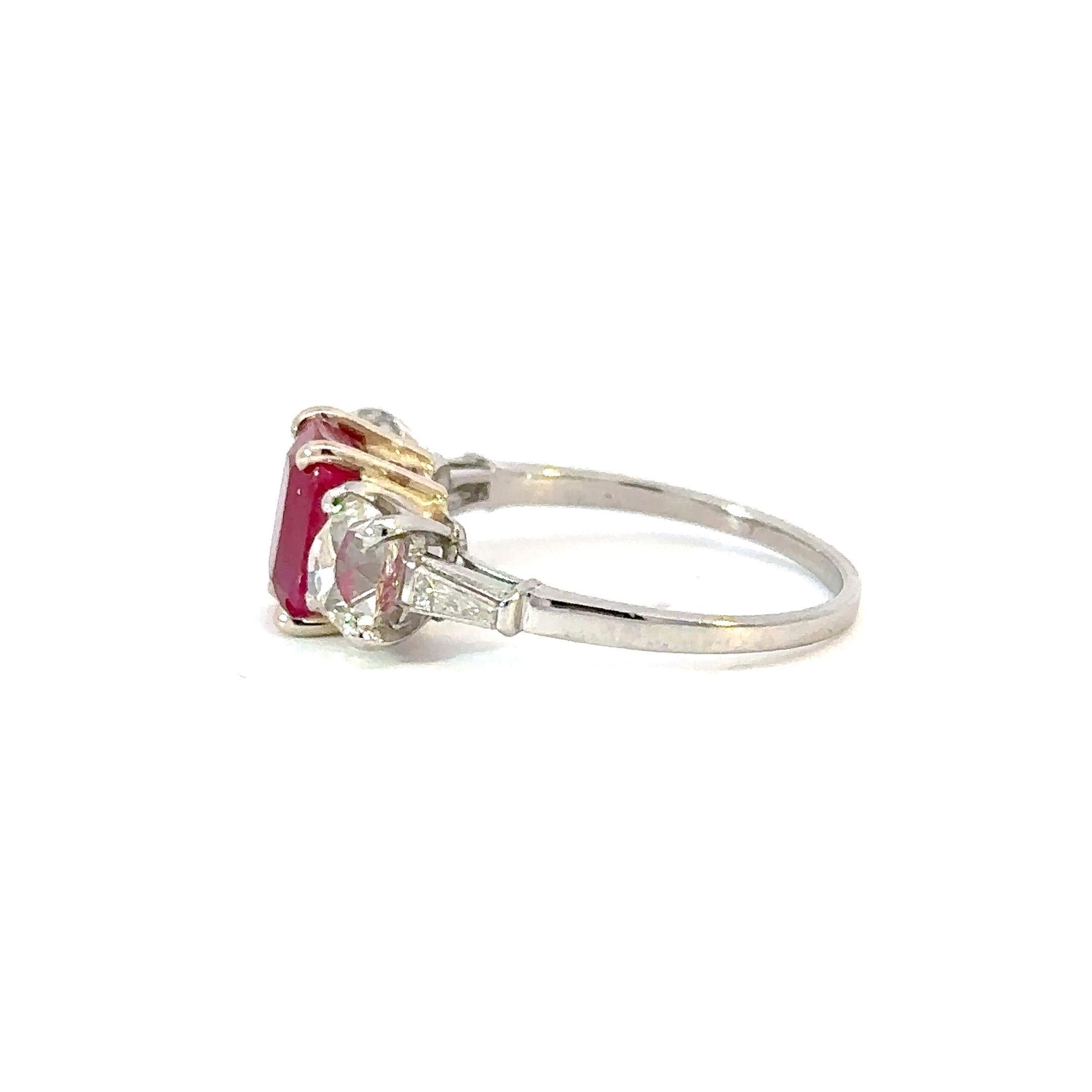 This exquisite piece pairs Bulgari’s iconic craftsmanship with carefully selected antique gemstones, making it a truly unique addition to any fine jewelry collection.

This vintage platinum ring showcases a stunning 1.91ct unheated Burma ruby and