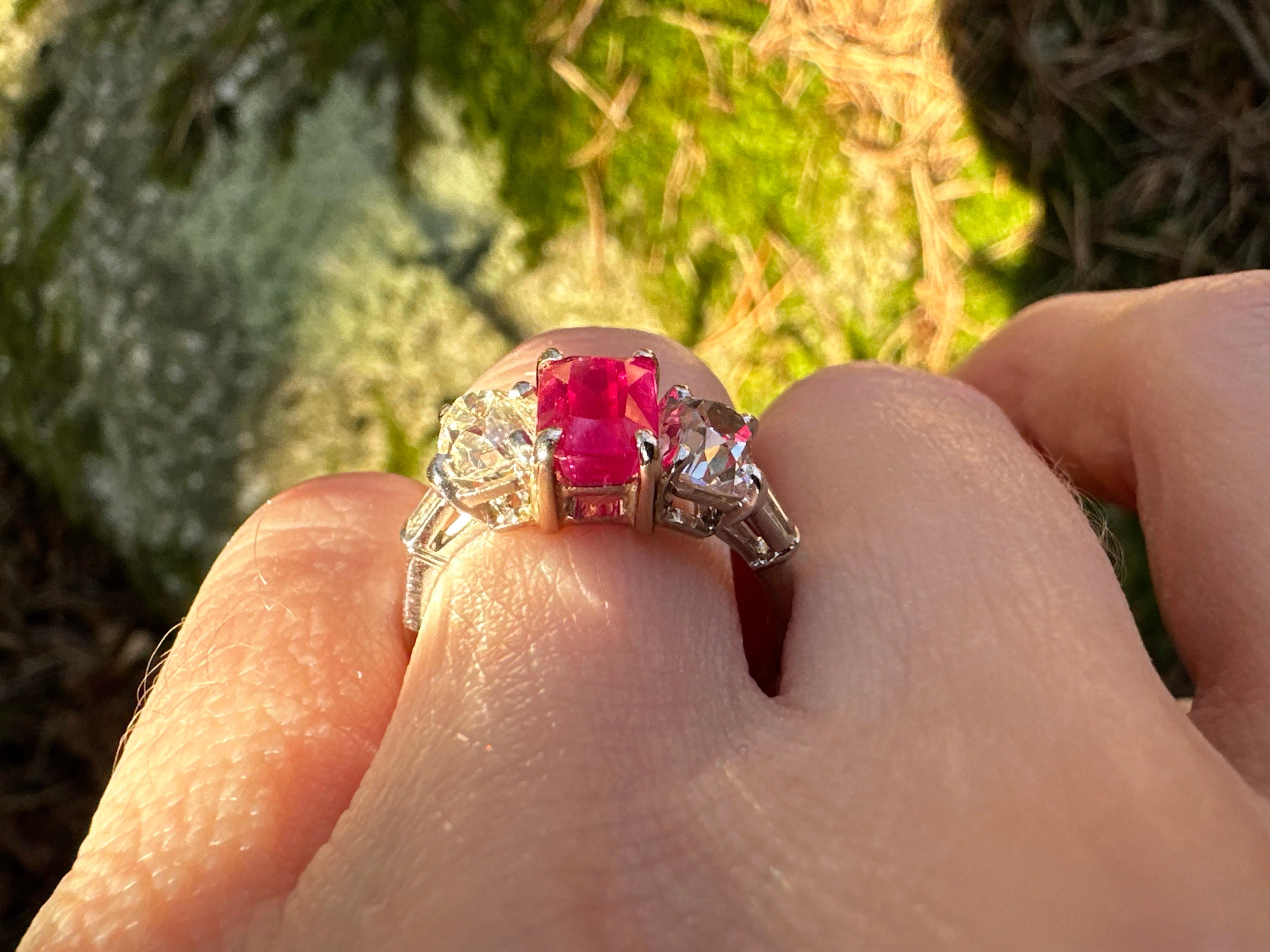 Vintage Bulgari Diamond & Unheated Burma Ruby Ring – 3.56ctw 1
