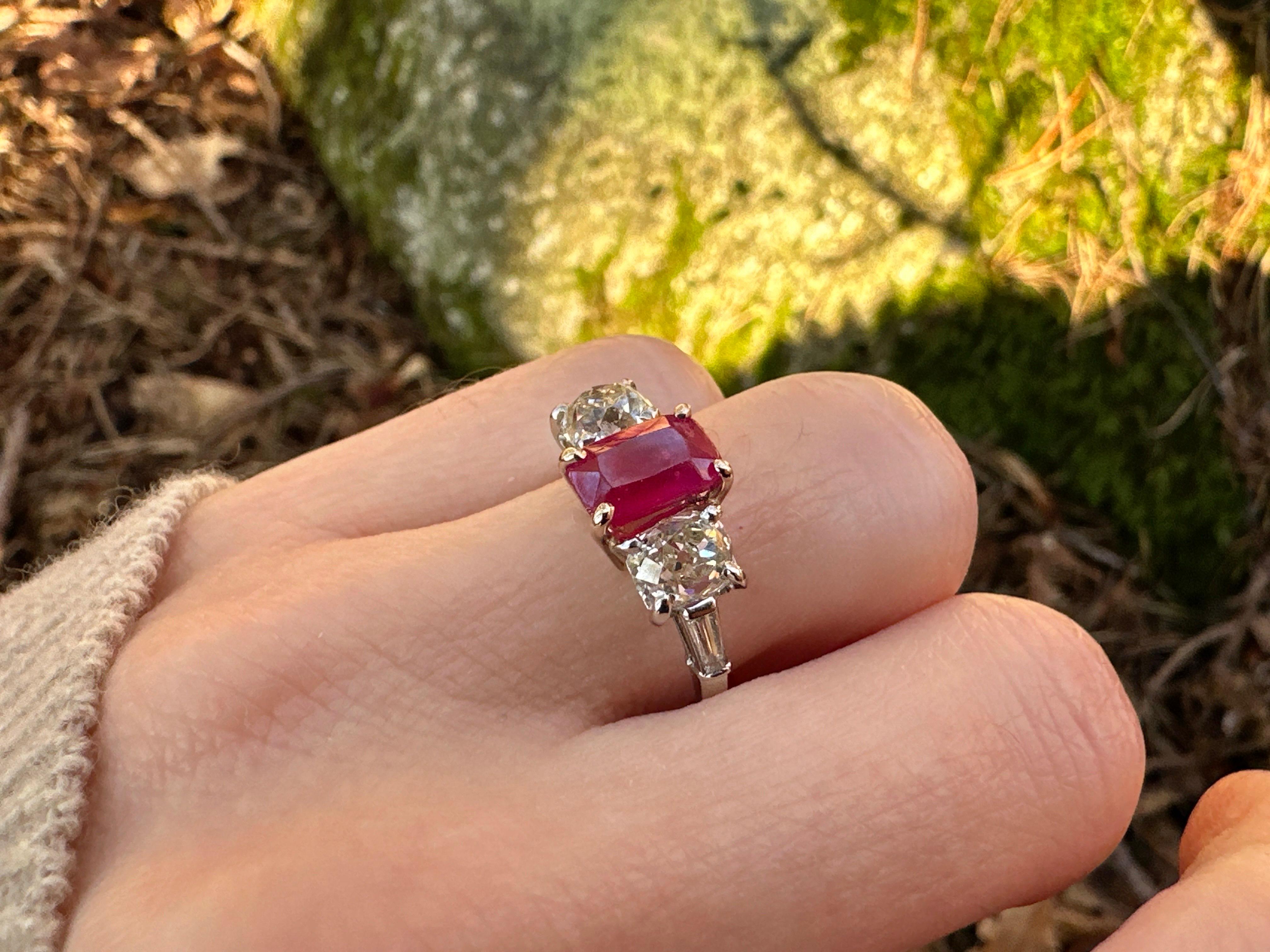 Vintage Bulgari Diamond & Unheated Burma Ruby Ring – 3.56ctw 2