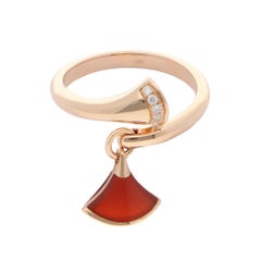 Vintage Bulgari Divas' Dream Carnelian and Diamond Ring in Rose Gold