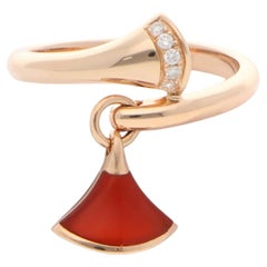 Vintage Bulgari Divas' Dream Carnelian and Diamond Ring in Rose Gold