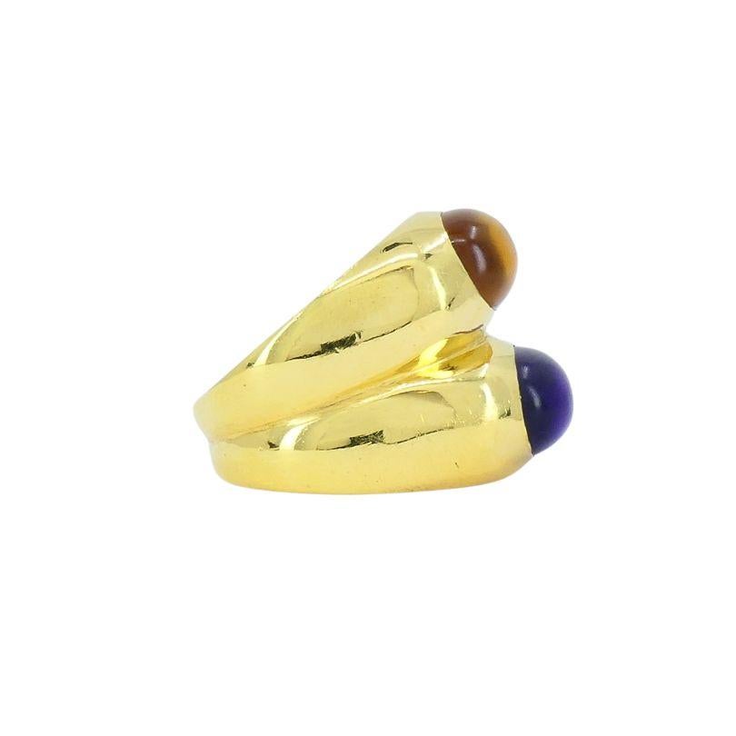 Women's Vintage Bvlgari Doppio 18k Gold Amethyst Citrine Ring