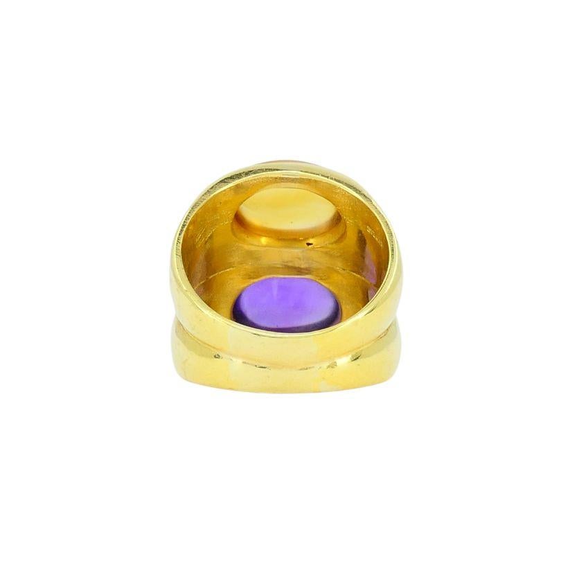 Vintage Bvlgari Doppio 18k Gold Amethyst Citrine Ring 1