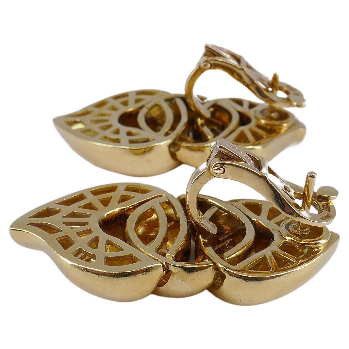 Women's Vintage Bulgari Doppio Cuore Gold Earrings