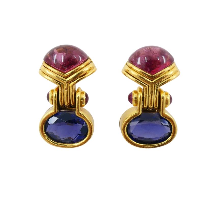 Bvlgari Vintage Bulgari Earrings Iolite Tourmaline 18k Gold 6