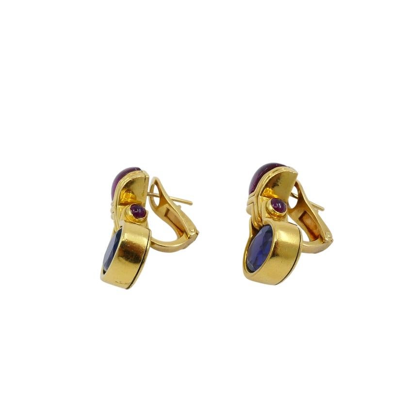 Bvlgari Vintage Bulgari Earrings Iolite Tourmaline 18k Gold 3