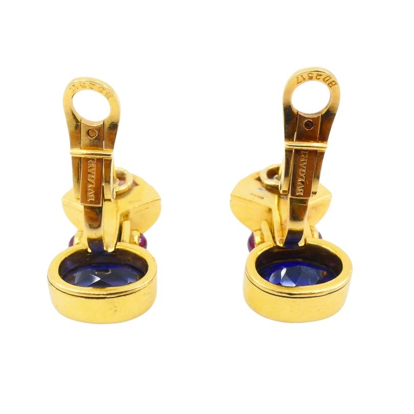 Bvlgari Vintage Bulgari Earrings Iolite Tourmaline 18k Gold 4