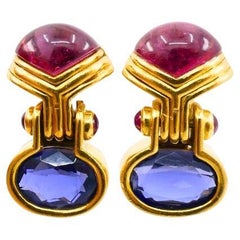 Bvlgari Vintage Bulgari Ohrringe Iolith Turmalin 18k Gold