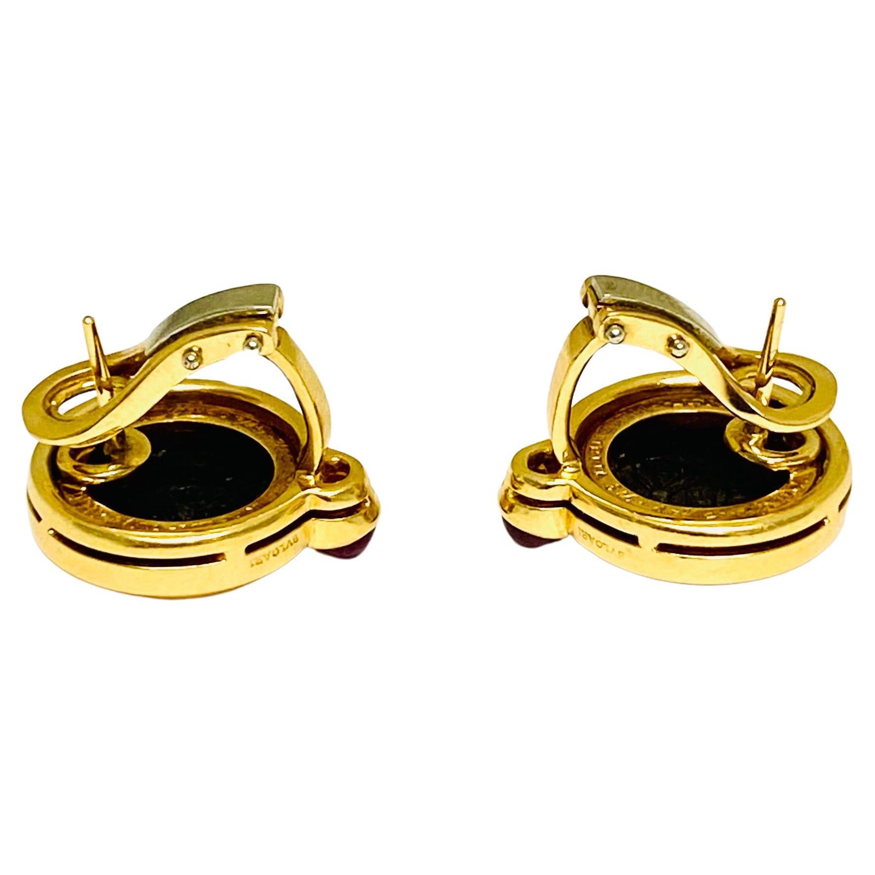 Vintage Bvlgari Earrings Monete Ancient Coins Gold Ruby 3