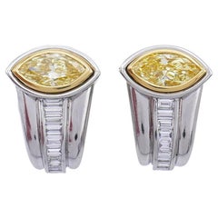 Bulgari Platin-Ohrringe mit gelben Fancy-Diamanten
