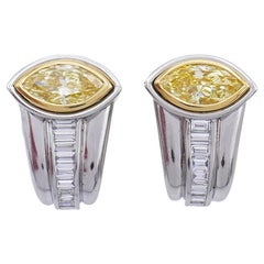 Retro Bulgari Earrings Platinum Fancy Yellow Diamond