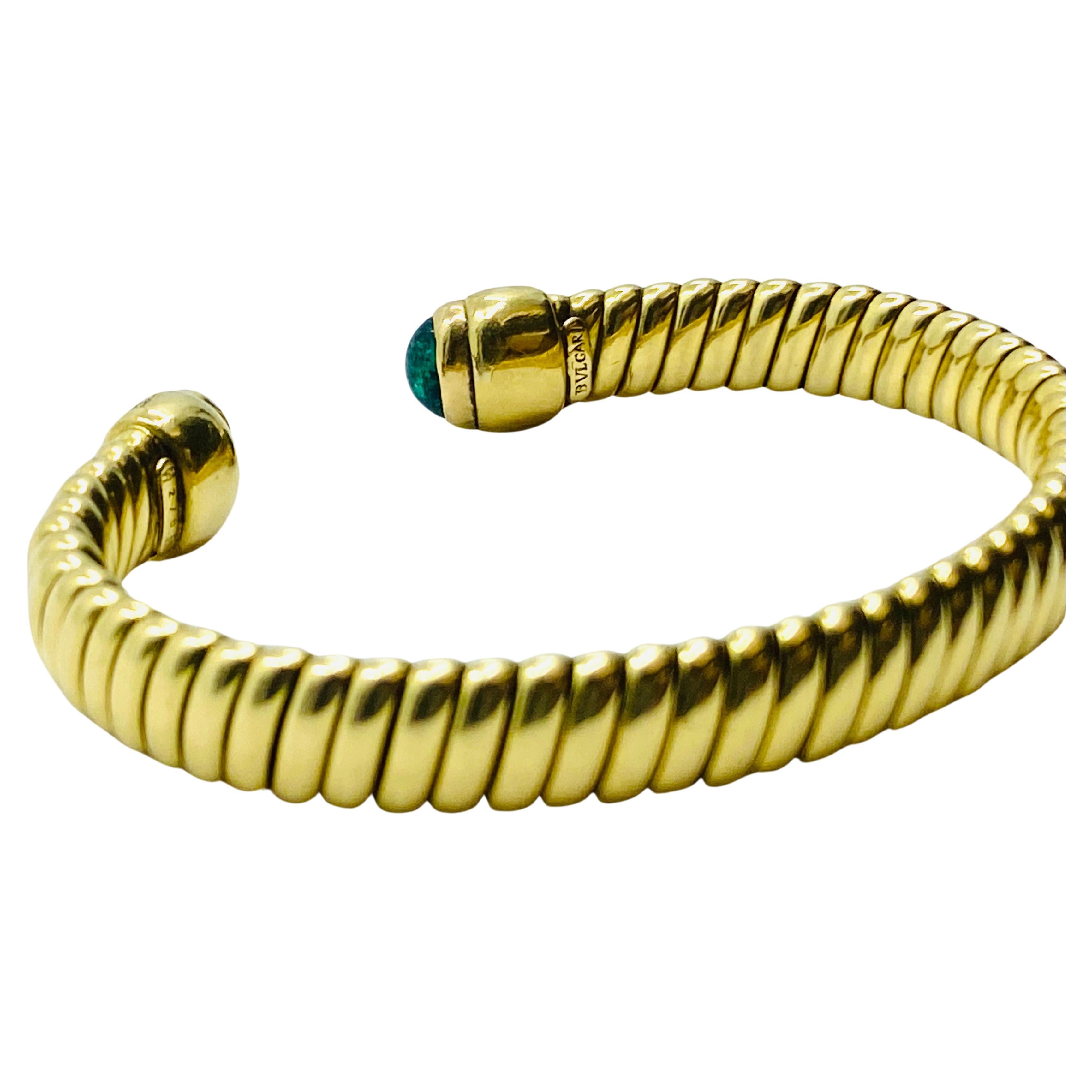 Vintage Bulgari Emerald Bracelet Gold Tubogas 5
