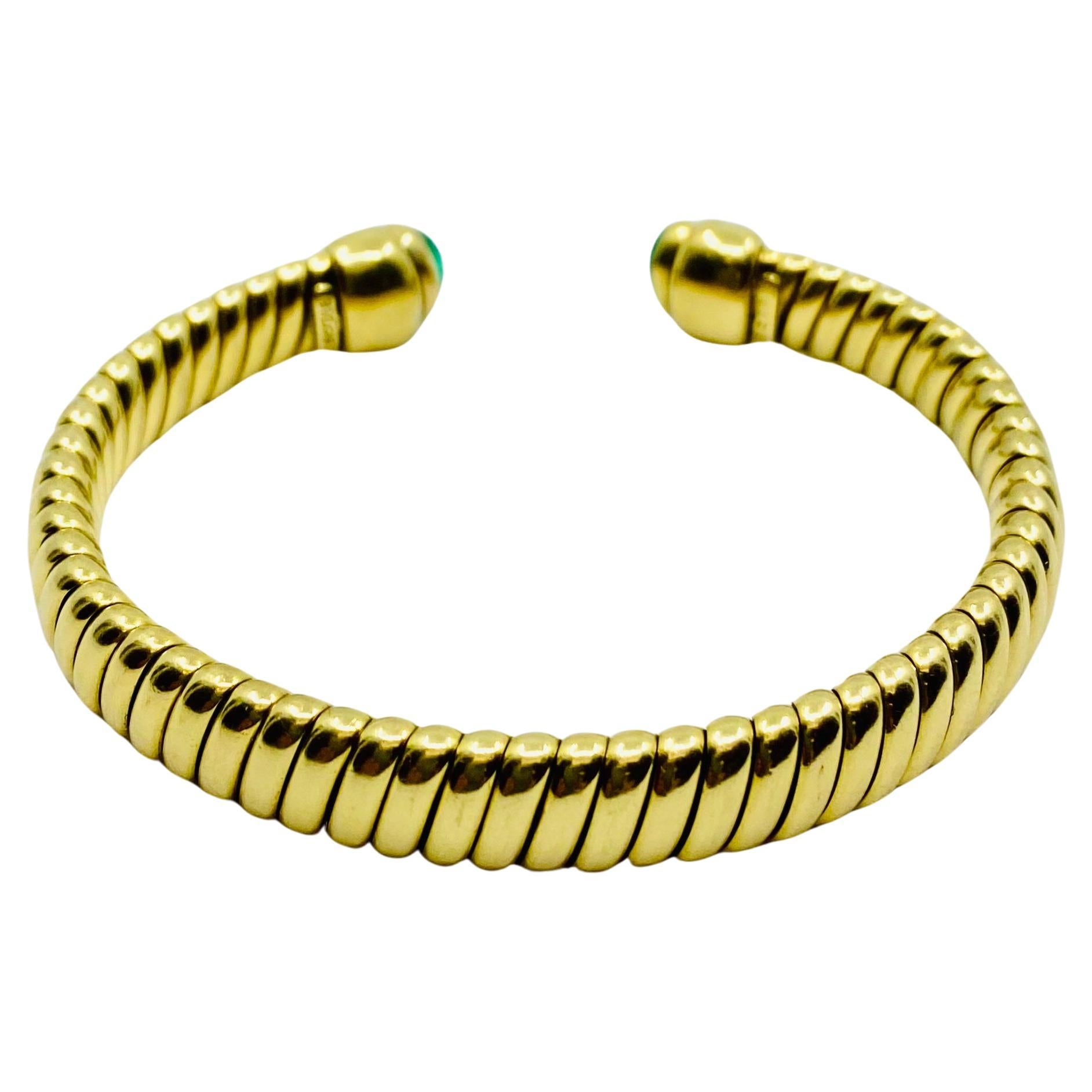 Women's Vintage Bulgari Emerald Bracelet Gold Tubogas