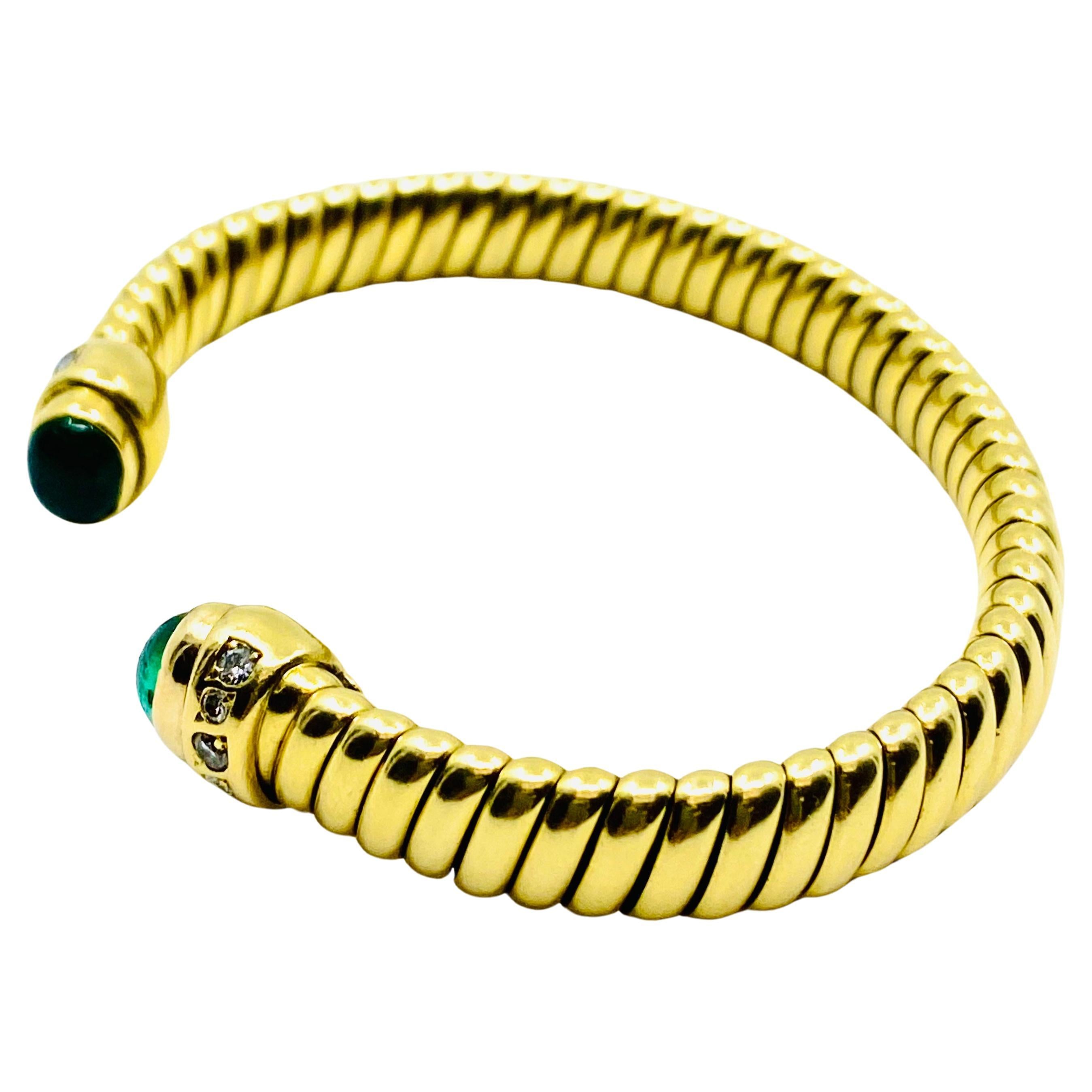 Vintage Bulgari Emerald Bracelet Gold Tubogas 1
