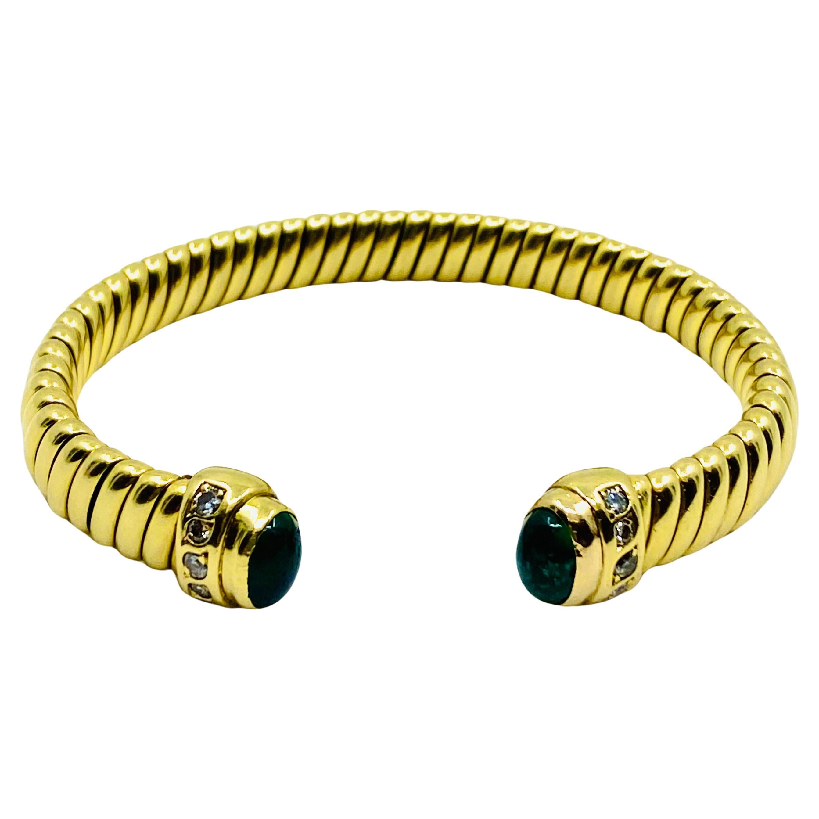 Vintage Bulgari Emerald Bracelet Gold Tubogas 4