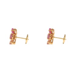Vintage Bulgari Flower Fancy Sapphire and Diamond Earrings in Yellow Gold