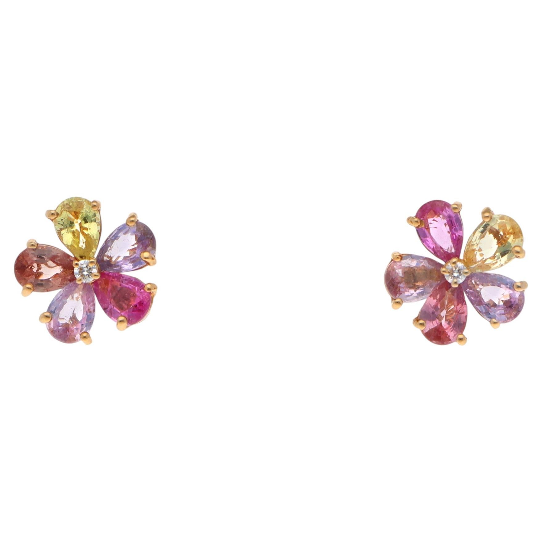 Orecchini vintage Bulgari con zaffiri "Flower Fancy" e diamanti in oro giallo