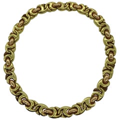 Bulgari Gancio Zweifarbige Gold-Gliederhalskette, Vintage