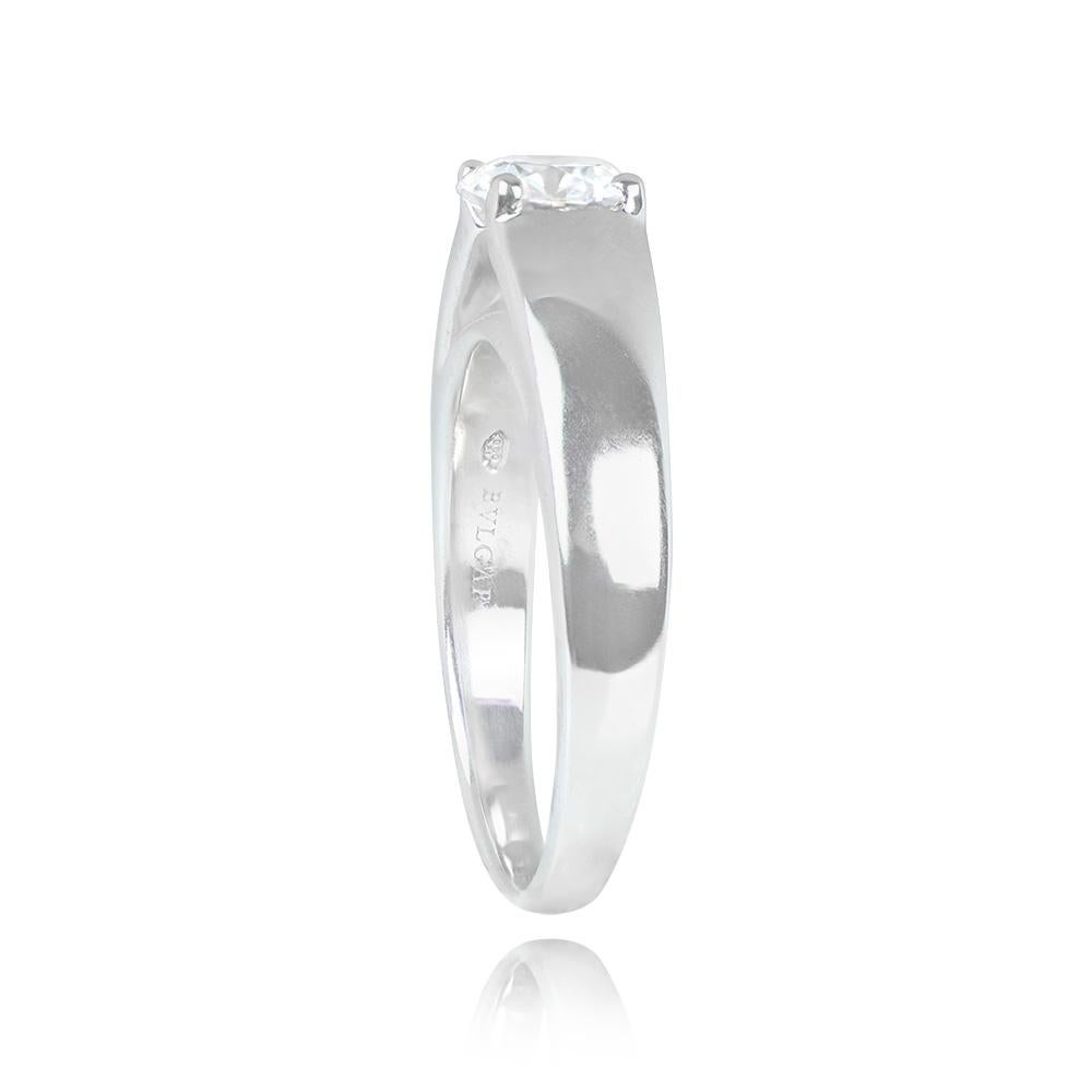 Art Deco Vintage Bulgari GIA 0.73ct Round Brilliant Cut Diamond Engagement Ring, Platinum