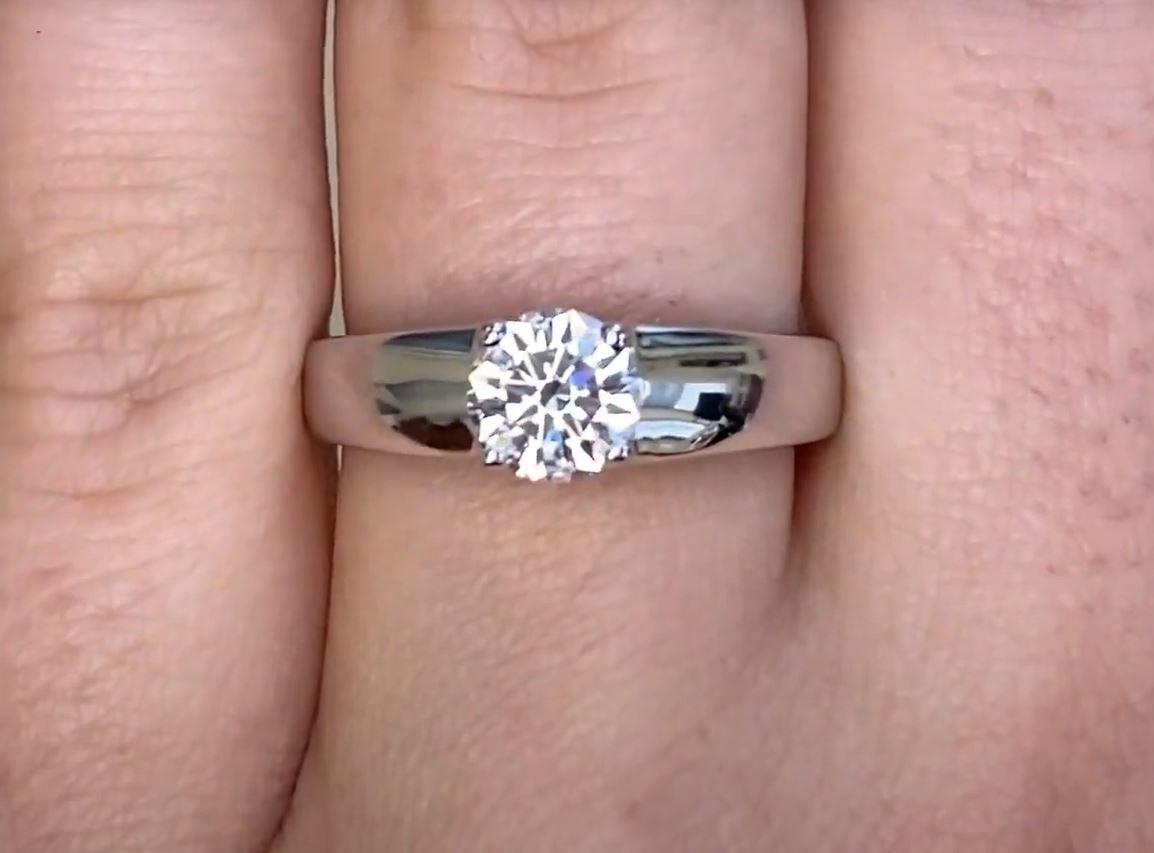 Vintage Bulgari GIA 0.73ct Round Brilliant Cut Diamond Engagement Ring, Platinum In Excellent Condition In New York, NY