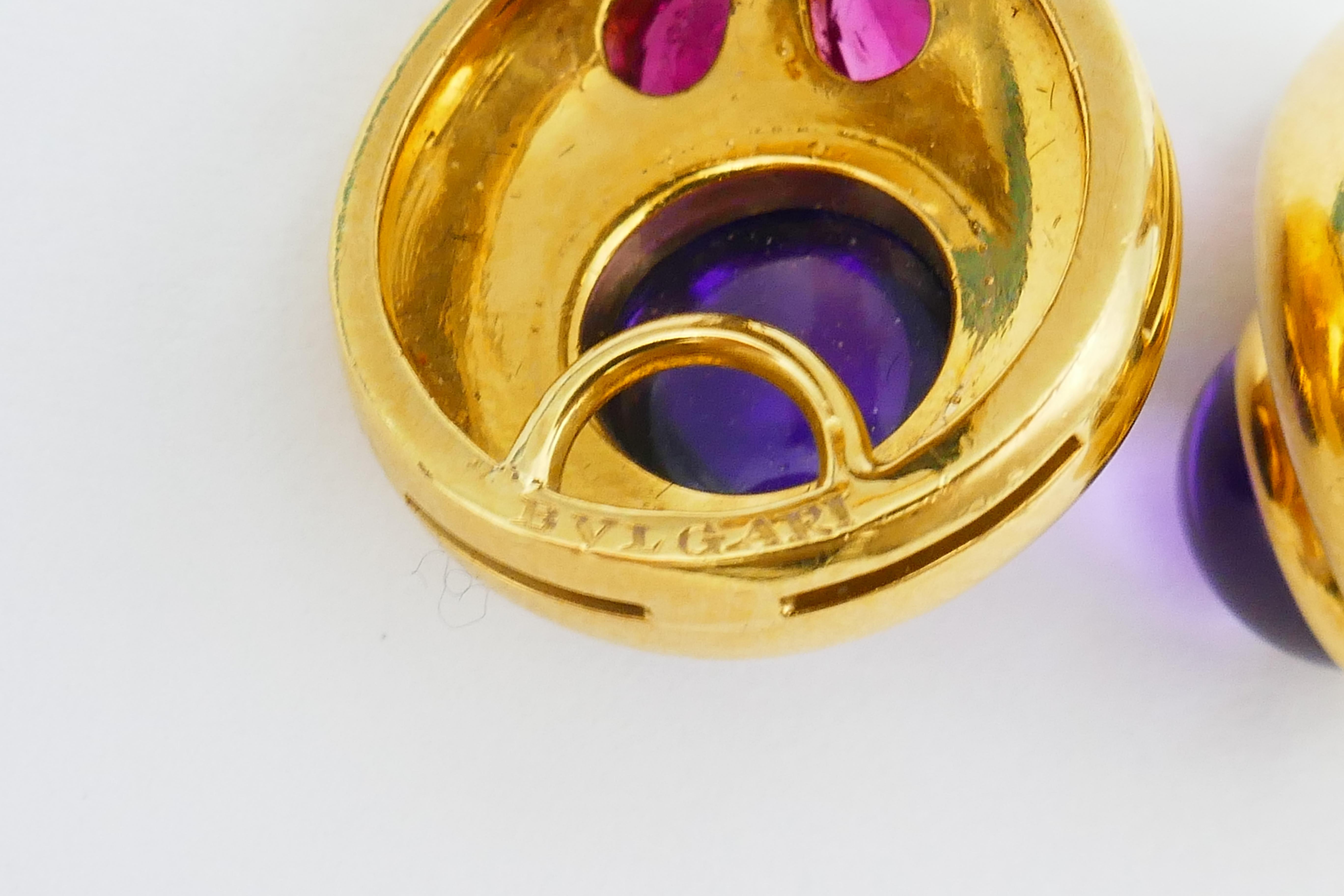Vintage Bulgari Gold Earrings Gemstone For Sale 3