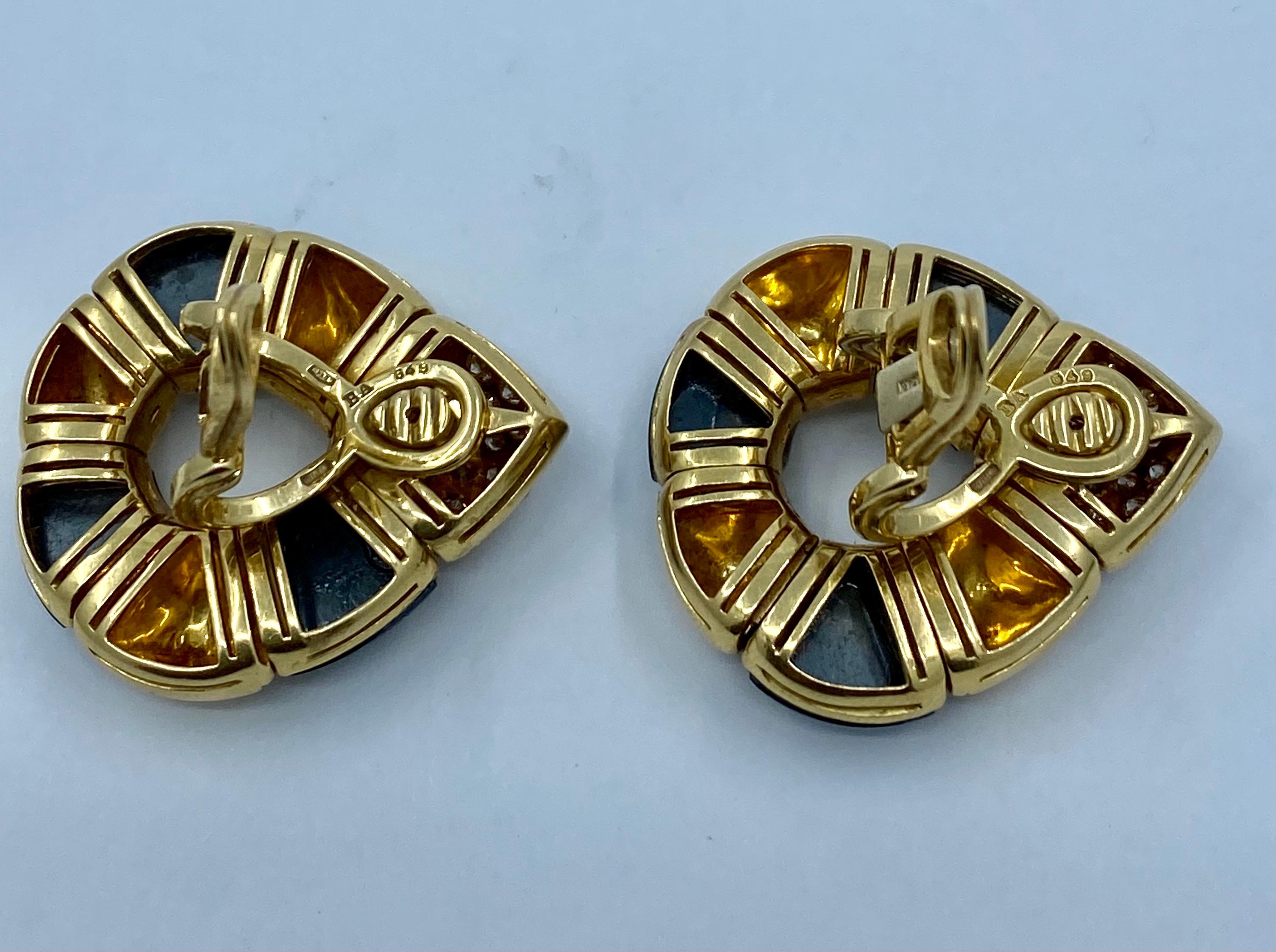 Vintage Bulgari Gold Hematite Earrings  1