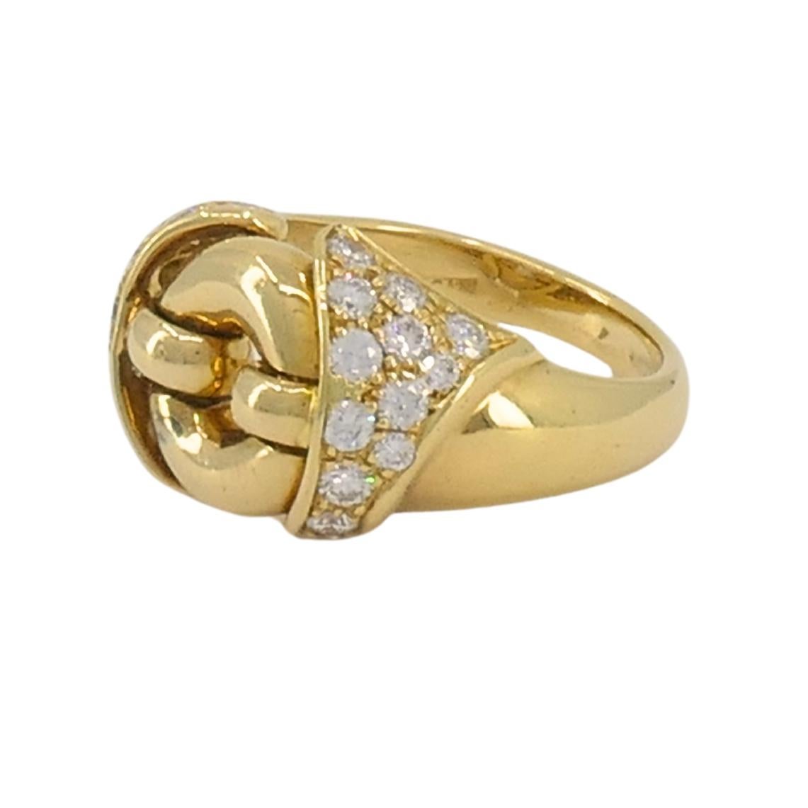 Round Cut Bvlgari Vintage Bulgari Gold Ring 18k Gold Diamond Ring For Sale