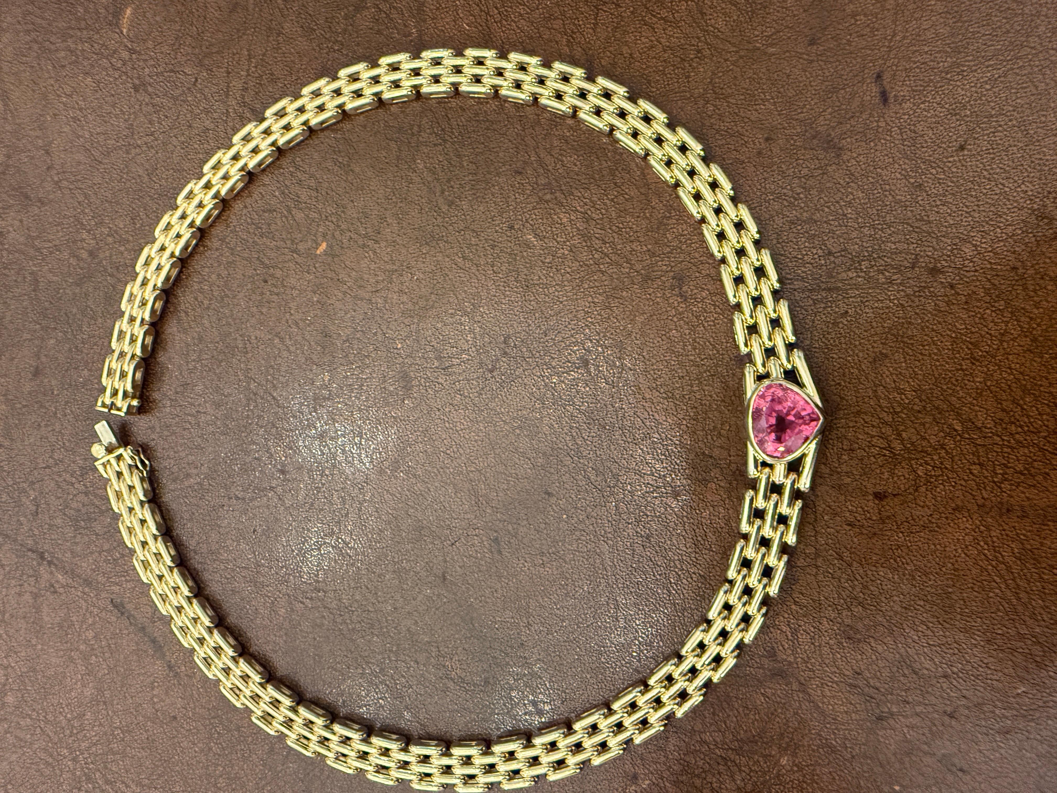 Bulgari Vintage Herzförmige Rubellit-Herz-Halskette aus 18 Karat Gelbgold im Angebot 1