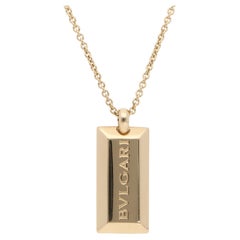 Vintage Bulgari Ingot Bar Pendant Necklace in Yellow Gold