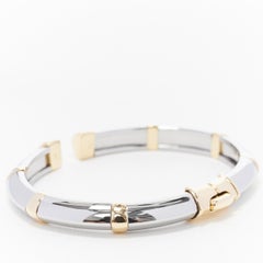 Vintage BULGARI JEWELLERY Bracelet manchette à charnière en or blanc et jaune 18k