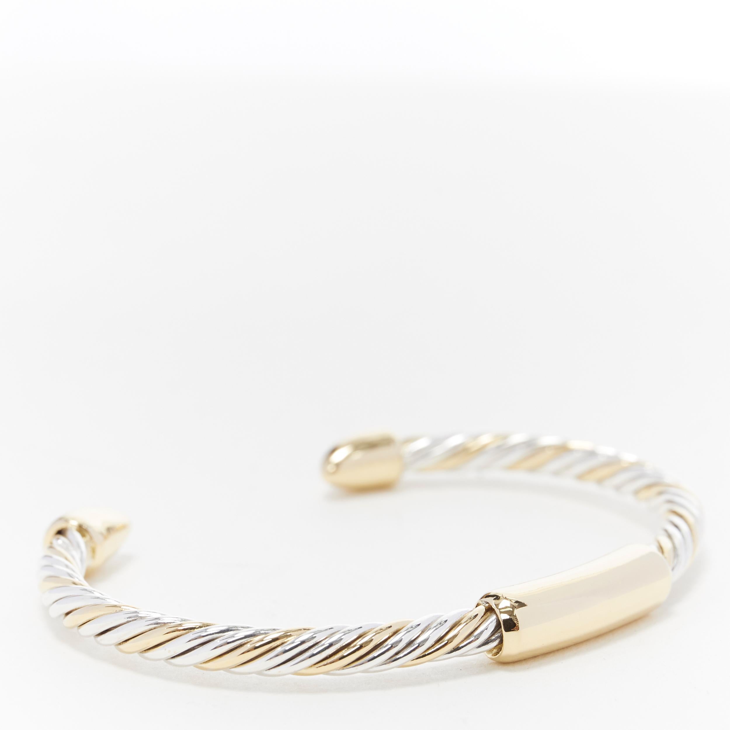 vintage BULGARI JEWELLERY 18k white yellow gold twist bangle cuff bracelet 
Reference: EHKO/A00004 
Brand: Bulgari 
Material: Yellow gold
Color: Gold 
Pattern: Solid 
Extra Detail: 18k yellow and white gold. Italian twist. Gold stud at opening.