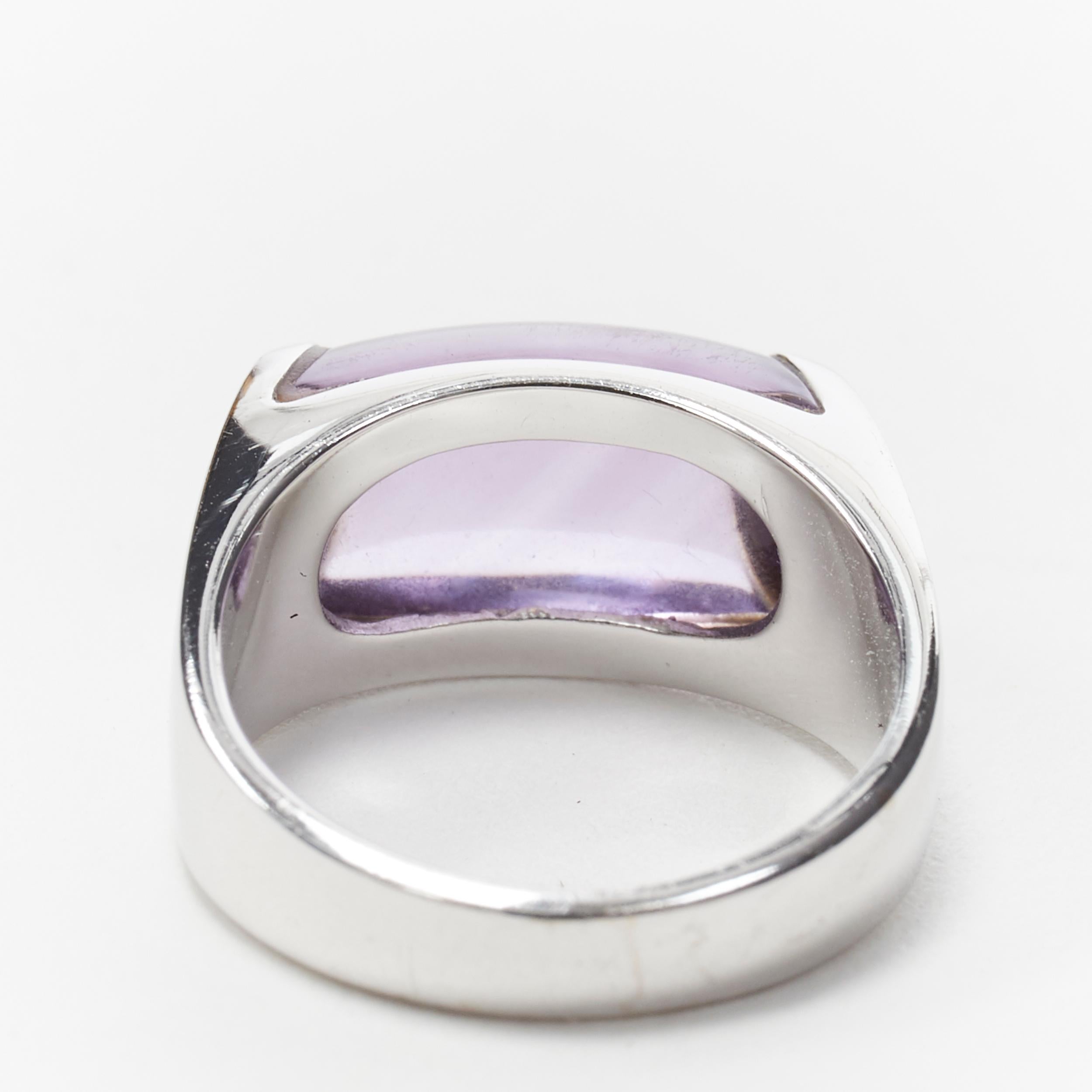 vintage BULGARI JEWELLERY Amethyst stone silver curved ring In Good Condition For Sale In Hong Kong, NT